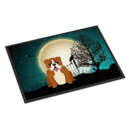 Carolines Treasures Halloween Scary English Bulldog Red White Indoor or Outdoor Mat, 24 x 0.25 x 36 in. BB2310JMAT